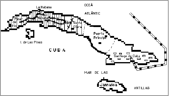 mapa de l'illa de Cuba
